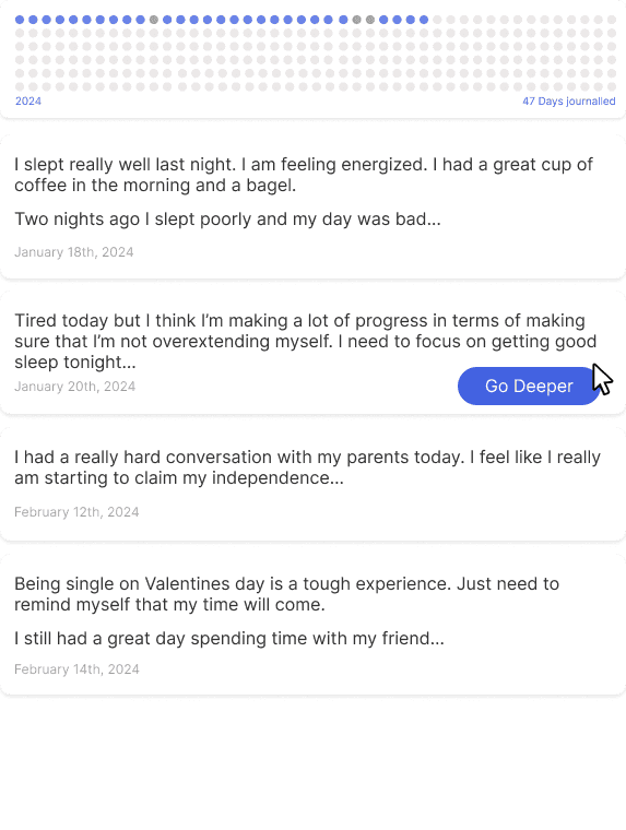 Journal entries feed preview